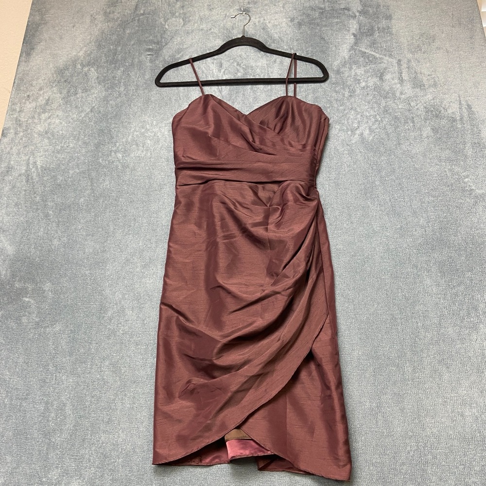 Wtoo by Watters & Watters Ruched Bodycon Dress Womens 4 Burgundy Spaghetti Strap